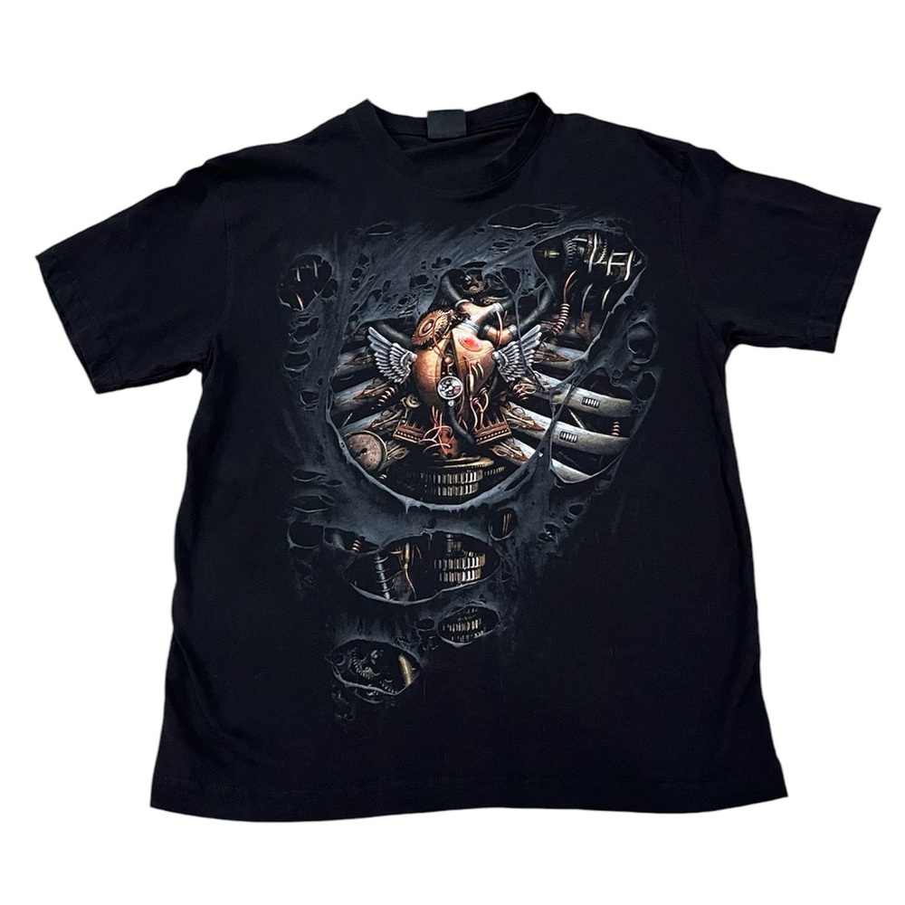 Spiral Direct Cyborg Ribcage Steampunk Biomech All Over Print T Shirt Sz L